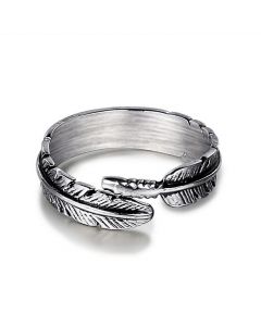 2021 New Feather titanium steel ring Personalized retro women's punk ring jewelry 