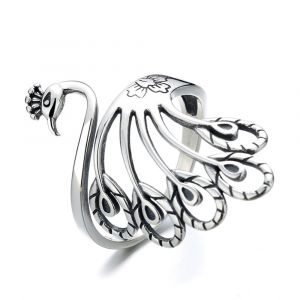 LycorisSmart Vintage adjustable peacock ring ladies polished stainless steel tentacle ring, vintage gothic punk style jewelry silver…