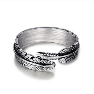 2025   New Feather titanium steel ring Personalized retro women's punk ring jewelry 