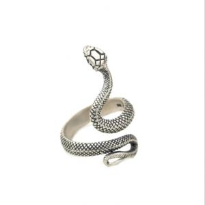 LycorisSmart Retro 925 Silver Snake Ring Punk Gothic Adjustable Cobra Animal Finger Ring Party Nightclub Supply for Men