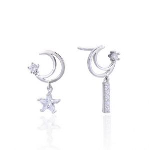 2022 New S925 sterling silver star moon stud earrings for women's jewelry 